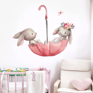 Cute Grey Bunny Ballet Rabbit Wall Stickers