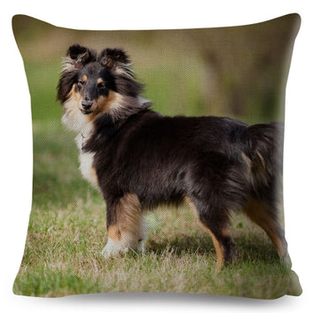 Cute Pet Animal Dog Printed Pillowcase Decor Shetland Sheepdog Cushion Cover