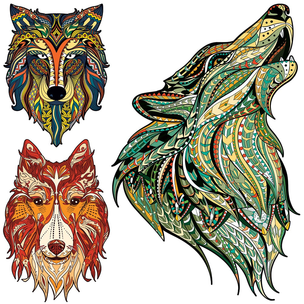 Wooden Animal Jigsaw Puzzles 3D Wolf Fox Owl Tiger Dog Puzzle Wood DIY Crafts Gift For Adults Kids Educational Toy