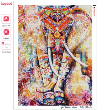 5D DIY Diamond Painting Elephant Living Room Decor Colorful Animal Wall Posters