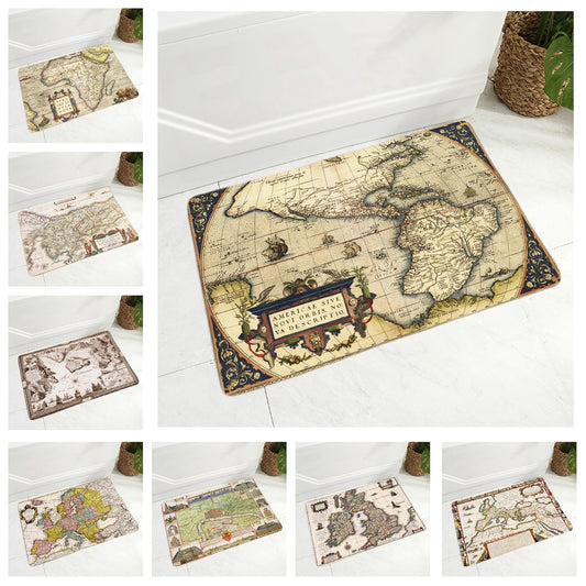 Felpudo con diseño geométrico de mapa antiguo vintage