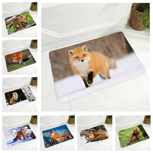 Cute Fox Doormat for Hallway Decor Lovely Wild Animal Floor Door Mat