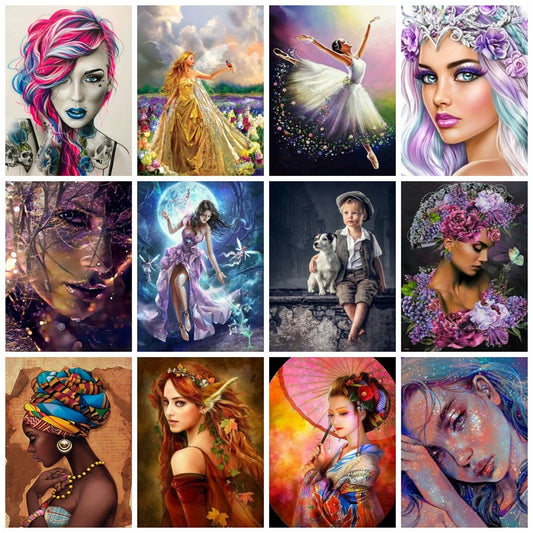 Diamond Art Painting Girl Portrait Diamond Embroidery Mosaic Woman Cross Stitch Home Decor