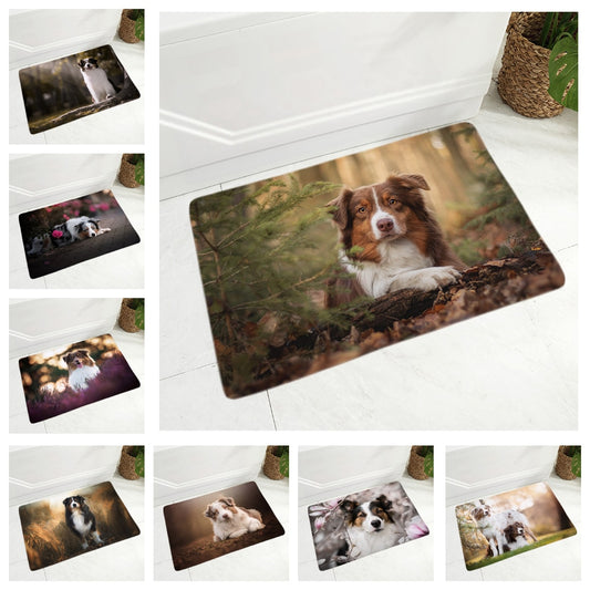 Australian Shepherd Flannel Carpet Floor Mat Decor Pet Animal Doormat