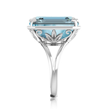 Anillo cuadrado de aguamarina azul cielo en plata de ley 925