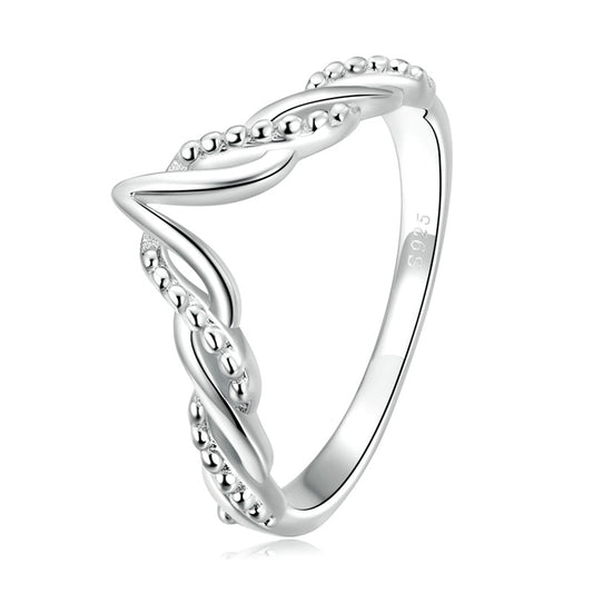 Fashion V-shaped 925 Sterling Silver Simple Geometric Trendy Ring