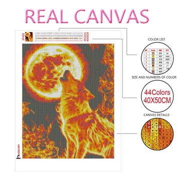 5D DIY Diamond Painting Animals Fire Mosaic Wolf Horse Embroidery Cross Stitch Decor