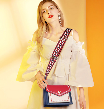 Bolso bandolera con solapas y paneles de moda coloridos