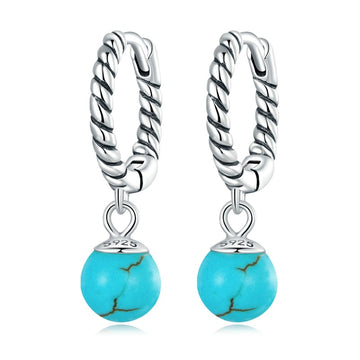 925 Sterling Silver Round Beads Drop Earrings