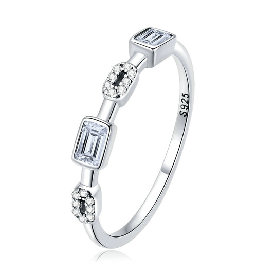 925 Sterling Silver Square Cubic Zirconia Ring