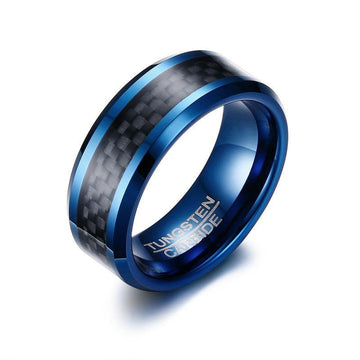 Blue Carbon Fiber Tungsten Carbide Ring