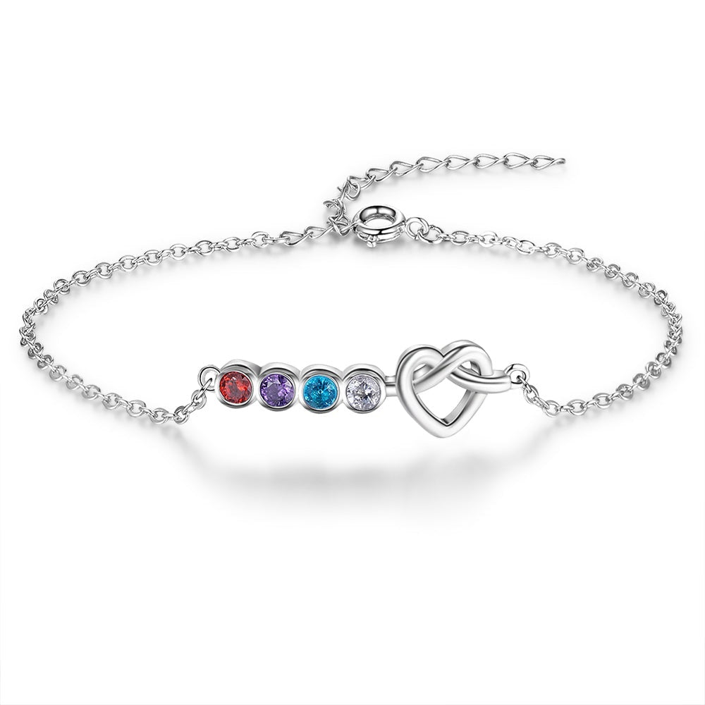 Customized Heart Birthstones Personalized DIY Adjustable Bracelet