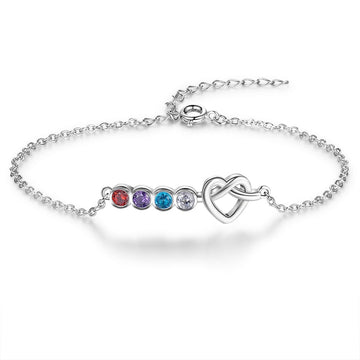 Customized Heart Birthstones Personalized DIY Adjustable Bracelet