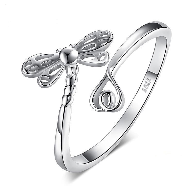 Dragonfly Cubic Zirconia Rings 925 Sterling Silver Ring