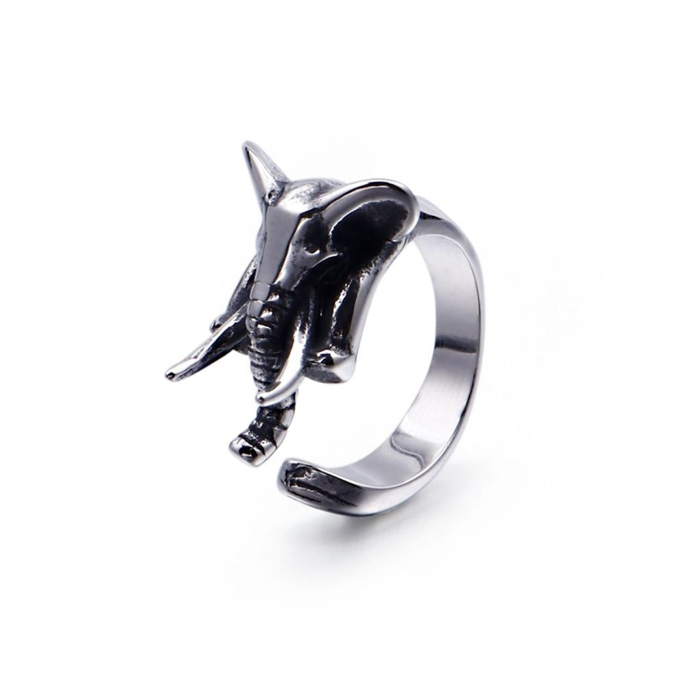 Punk Rock Biker Stainless Steel Elephant Ring