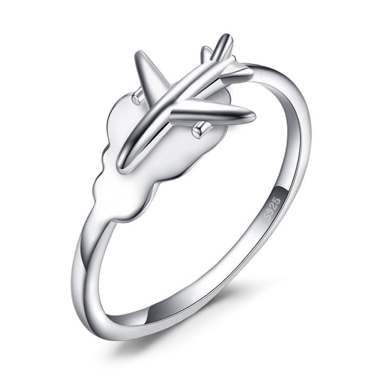 Anillo de avión global en plata de ley 925