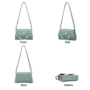 Lady Retro Pearl Chain Leather Shoulder Bag