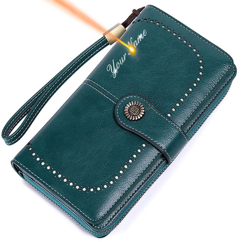 Large Phone Holder Zipper Print Women Purse Leather Multifunction Card Holder Female Wallet