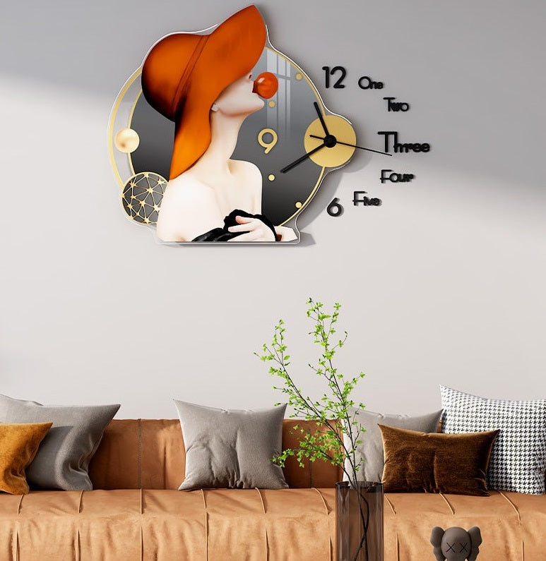 Modern Wall Clock Creative Painting Draw Quartz Watch Silent Mechanism Sticker Kitchen Decor Horloge