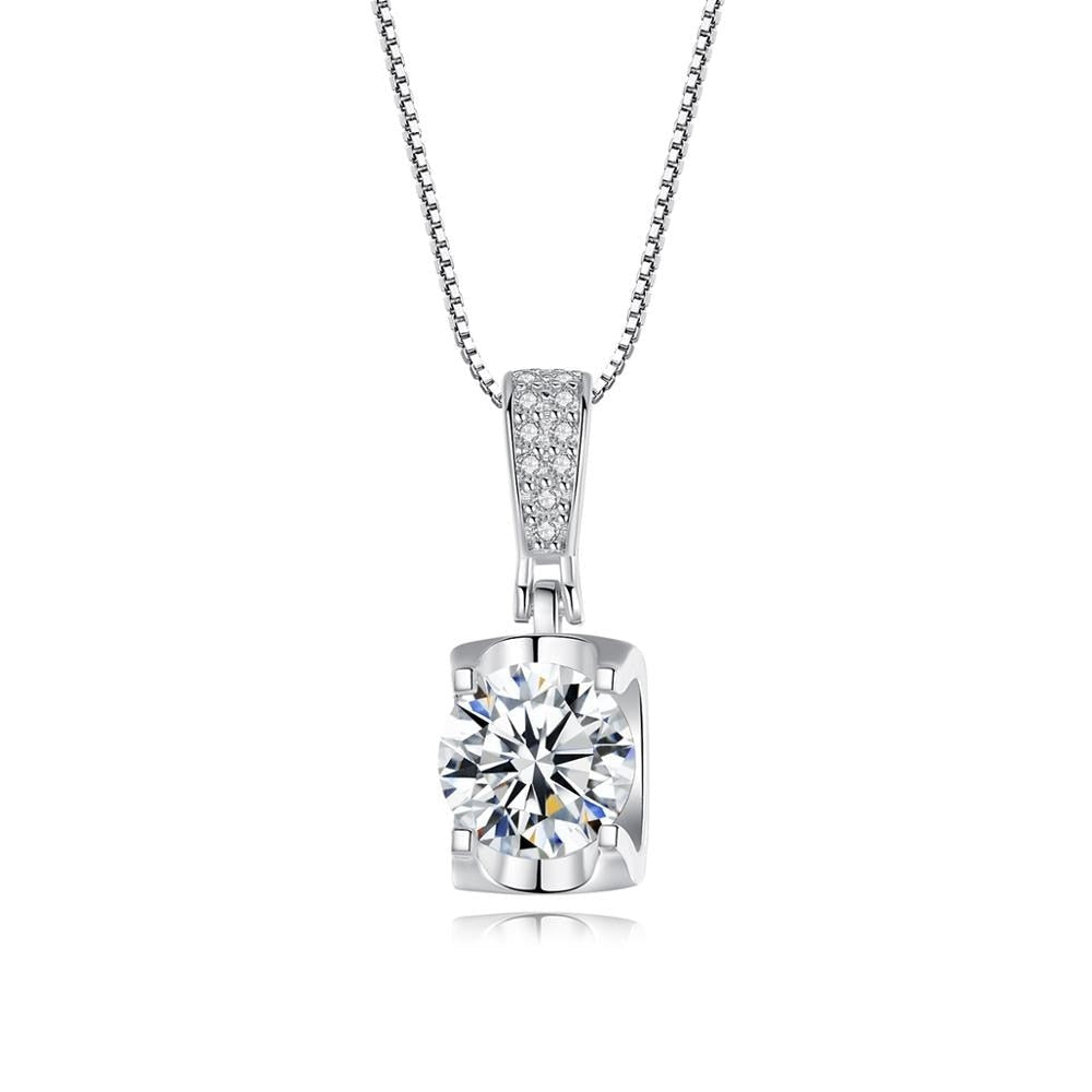 Moissanite Diamond Pendant Necklace 925 Silver Fine Jewelry