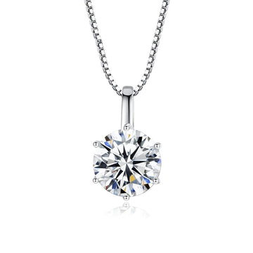Moissanite Necklace 925 Sterling Silver Round Shaped Diamond Jewelry