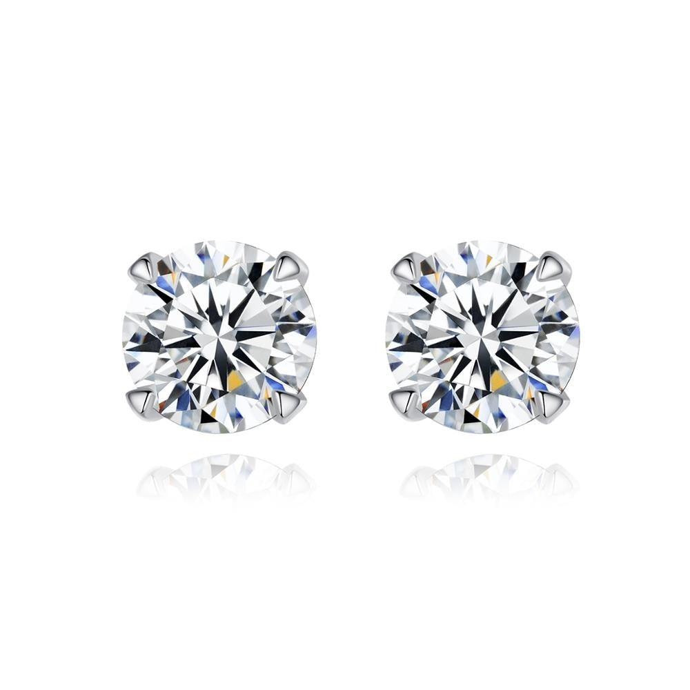 Moissanite Round Shaped Stud Earrings 925 Sterling Silver Jewelry