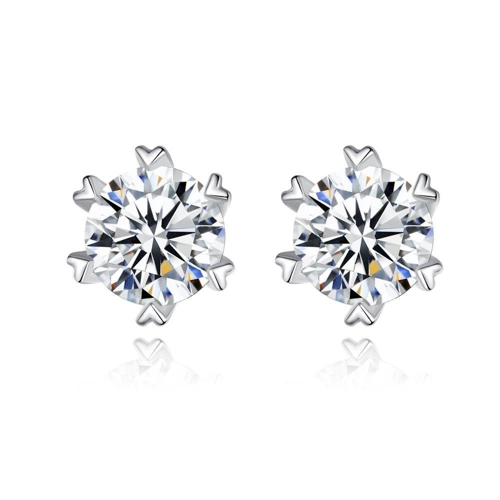 Moissanite Small Hearts Stud Earrings 925 Sterling Silver Jewelry