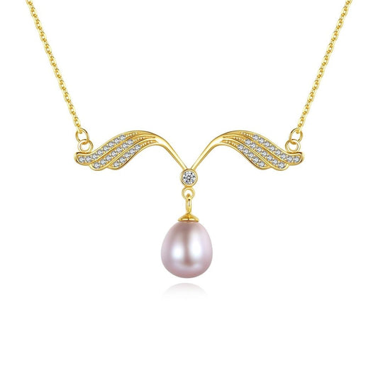 Collar con colgante de perlas naturales de agua dulce, plata de ley 925, joyería fina