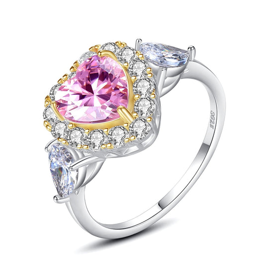 Nuevo anillo de compromiso con piedra preciosa de corazón de topacio