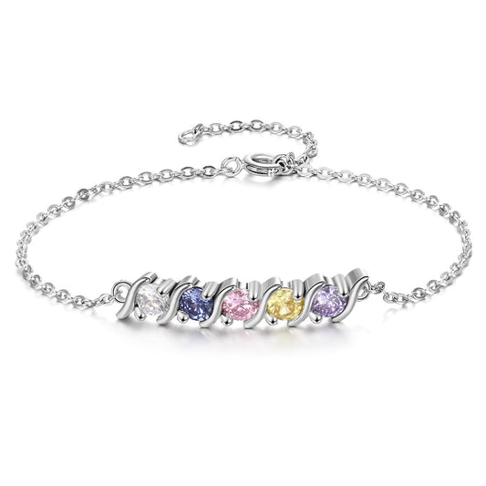 Personalized Customized 5 Birthstones DIY Zirconia Bracelet