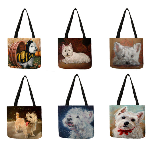 Scottish Terrier Painting Dogs Printed Shopping Travel Bag