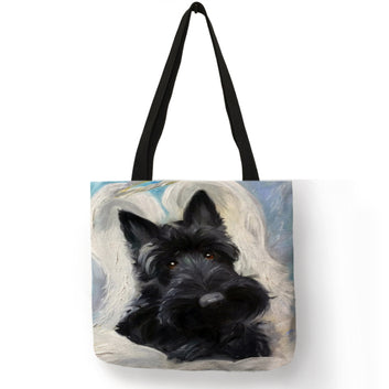 Scottish Terrier Painting Dogs Printed Shopping Travel Bag