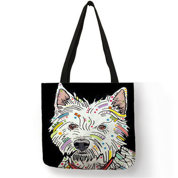 Creative Bulldog Terrier Print Tote Bag Shopping Bag