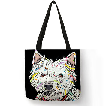 Bolsa de compras con estampado creativo de bulldog terrier