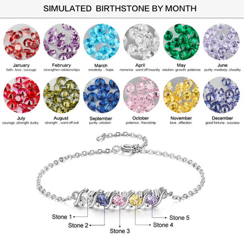 Personalized Customized 5 Birthstones DIY Zirconia Bracelet