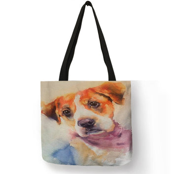 Cute Dog Handbag Creative Oil Painting Art Tote Bag