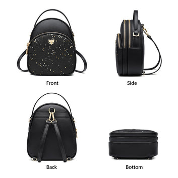 Split Leather Multilayer Space Women Backpack