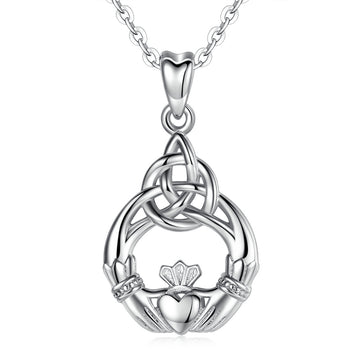Sterling Silver Celtics Claddagh Design Pendant Necklaces Hand Heart Love pendant Collar Fine Jewelry