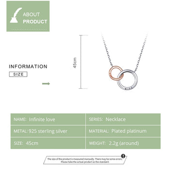 Collar de doble círculo de plata de ley 925