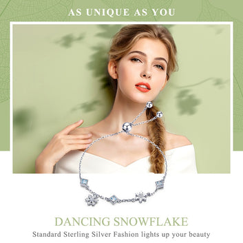 Pulsera de copo de nieve invernal de plata de ley 925