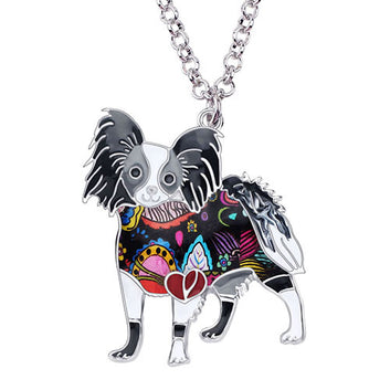 Collar de perro Papillon de pie de aleación de esmalte