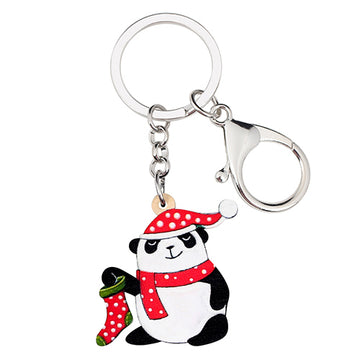 Acrylic Christmas Cute Panda Spotted Hat Sock Scarf Key Chains Car Wallet Bag Keychain