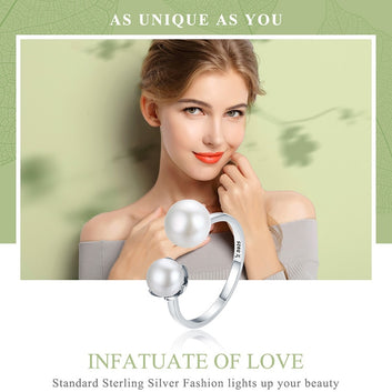 925 Sterling Silver Double Ball Adjustable Ring