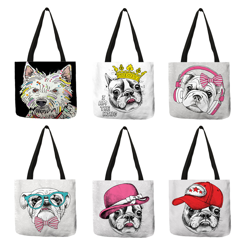 Creative Bulldog Terrier Print Tote Bag Shopping Bag
