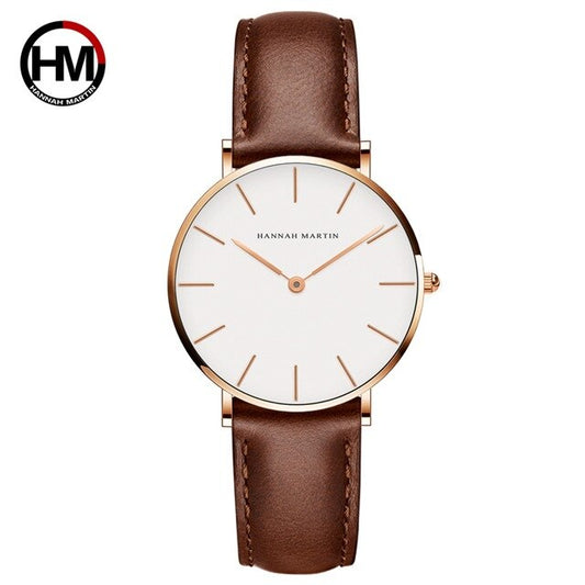 Reloj de moda con correa de cuero para mujer, reloj de pulsera de marca, reloj resistente al agua.