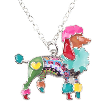 Enamel Alloy Fashion Poodle Dog Necklace Chain Pendant Choker Cute Animal Jewelry