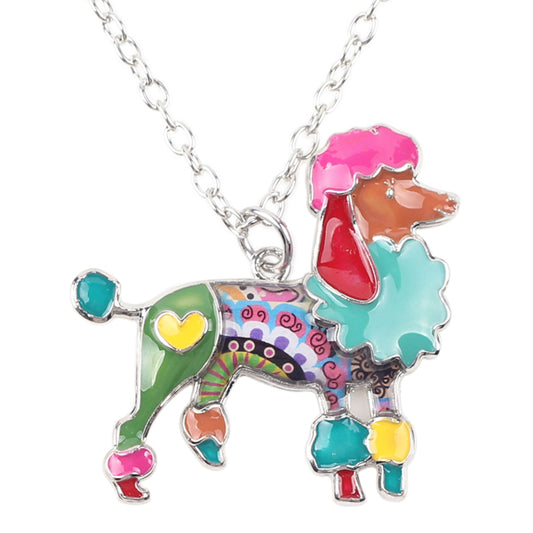 Collar de perro caniche de moda de aleación de esmalte