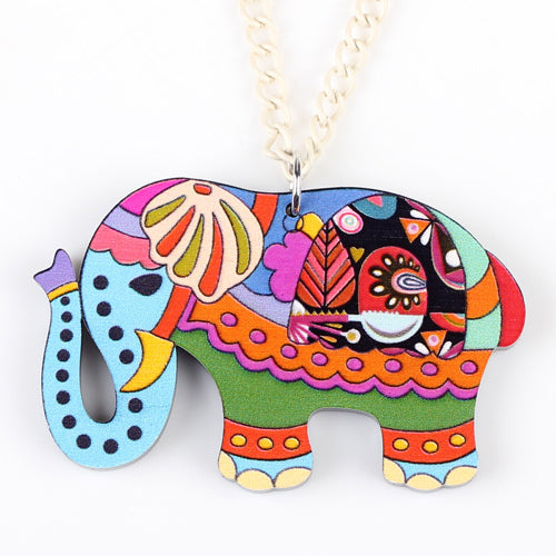 Elephant Necklace Long Chain Acrylic Pendant Fashion Jewelry For Women