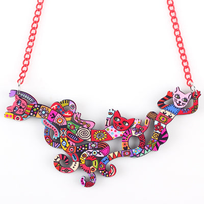 Collar de gato acrílico para otoño e invierno, multicolor, para niña, joyería de moda