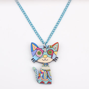 Acrylic Cat Necklace Pendant Chain Collar Choker Pendant Animal Fashion Jewelry